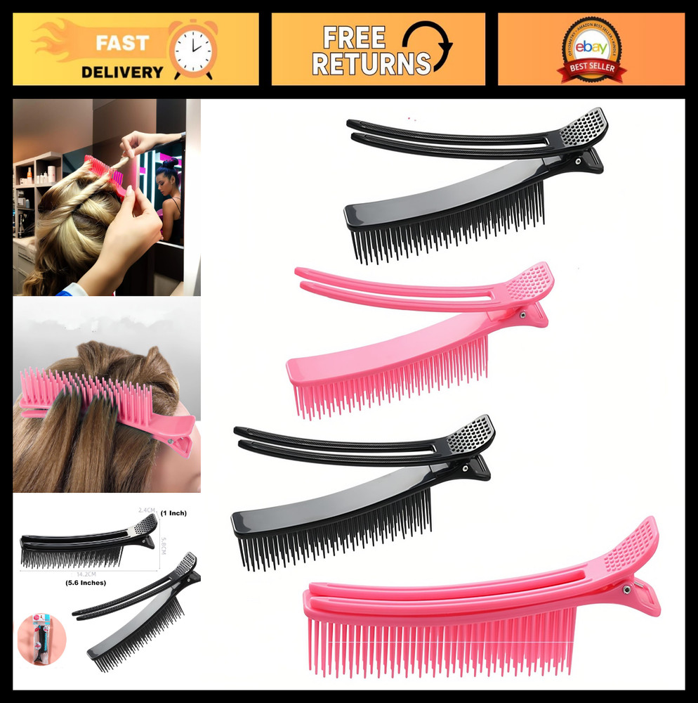 4 Pack Hair Sectioning Grip Clips for Styling, Coloring, Foiling, DIY Hairdressi