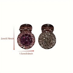2Pcs Rhinestone Mini Hair Clips, Round for Bangs & Side Hair, Princess