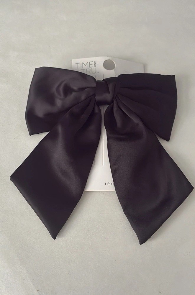 Large Black Hair Bow Clip with Satin Ribbon Hair Barrette Women Hair Accessories
