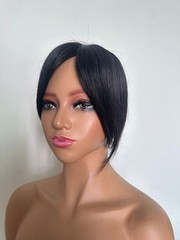 2.75″x4.3″ Traceless Front Silk Base 100% Human Hair Topper 12″, with Thick Bang