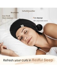 Yanibest Black Cotton And Satin Hair Bonnet Cap Medium