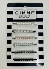 *NEW* Gimme Elegant Bobby Pins Set of 6 Assorted Pearlescent Colors 2 Inch