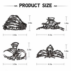 4PCS Spider Hair Claw Clips Women Girls Gothic Halloween Hair Accessories Set