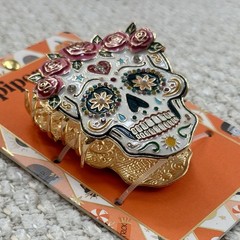 Piper K Sugar Skull Hair Clip Metal Claw Enamel Crystal Halloween Y2K Kitsch New