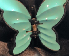 Butterfly Shape Claw Clip, Turquoise Color Black Plastic Spring Loaded Women’s