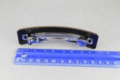 Brown Gold barrette big rectangle hair clip 4.25″ long plastic wood grain