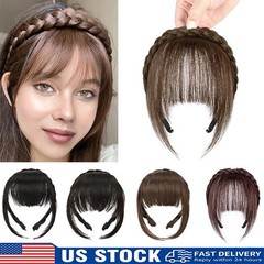 Women’s Wig with Bangs and Sideburns Trendy Braided Headband Hair Accessories US