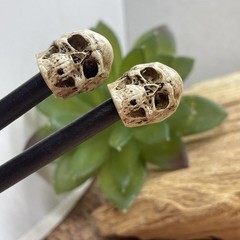 Pair Skull Skeleton Gothic Hair Stick Punk Goth Chopstick Man Bun Men’s Women’s