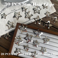 30 PCS Star Hair Clips,20Pcs 1.22″Clip and 10 PCS 1.65″Clips Snap Star Hair Acce