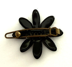 Hair Barrettes Lucite & Rhinestone Butterefly, Black Flower,Small Bar w/Stones