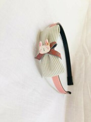 Ladies Kids Girls Bunny Bow Fabric Fashion Headband Hairband New Plastic Frame