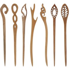 7 Pack Vintage Retro Wooden Hair Sticks & Pins – Handmade Sandalwood Chopsticks