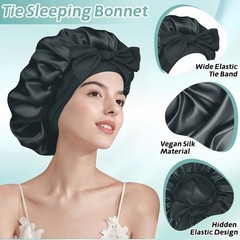 Silk Bonnet for Sleeping Women, Ajustable Hair Bonnet for Curly Hairs Satin Bonn