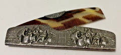 Vintage Silver Tone Metal Embossed Case with Acrylic/Plastic Comb