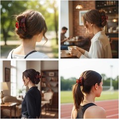 Big Claw Hair Clips Women Large Jaw Clamps Acetate Black Burgundy 2 PCS
