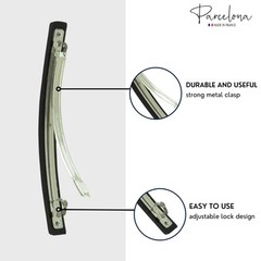 French Long and Thin Black Celluloid Hair Clip Barrette Classic Elegant Design