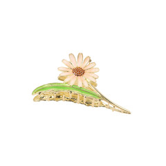 Hair Clips Spring Light Pink Daisy Leaf Metal Strong Hold Large Claw