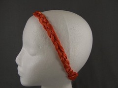 Orange braided headband satin fabric stretch elastic braid 3/4 inch wide
