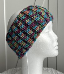 Crochet Headband One Size Ear Warmer Blue Multicolored Fall Winter Handmade