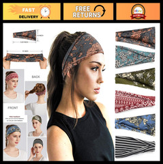 Boho Wide Headbands for Women – 6 Pack Fashion Hair Accessories for Yoga & Worko