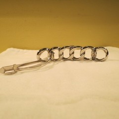 NEW WOMEN’S CHANEL LOGO CHAIN SILVER TONE LARGE HAIR CLIP ACCESSORY BARRETTE