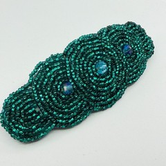 Statement Green Beaded Barrette Hair Clip Sparkly Boho Festival Accessory Gift