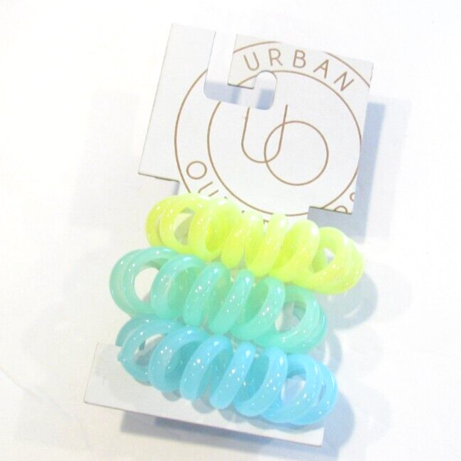 Urban Outfitters Spiral Coil Hair Ties Spring Easter Colors Yellow Green Blue