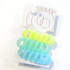 Urban Outfitters Spiral Coil Hair Ties Spring Easter Colors Yellow Green Blue