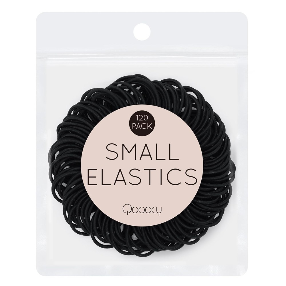 120 Pcs Small Hair Ties for Thin Hair & Kids – 1 Inch, 2mm No-Damage Black