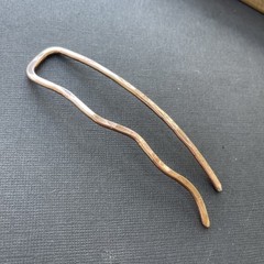 Small Metal Hair Stick, Artisan Made Unique Solid Copper