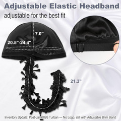 Halo Turban for Men Women Satin Lined Durag Head Wraps Skull Cap Pre-Tied Tassel