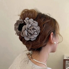 16 Colors Sweat Medium Size Cotton Fabric Rose Flower Hair Claw Clips for Women