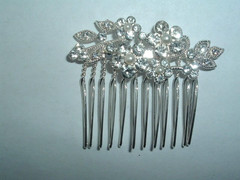 VINTAGE RHINESTONE FAUX PEARL FLOWER METAL SLIDE COMB UP DO HAIR ACCESSORY