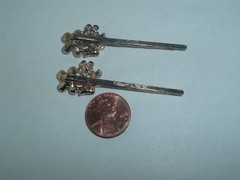 FAUX PEARL & RHINESTONE FLOWER GOLD TONE METAL BOBBY PINS UP DO HAIR ACCESSORY