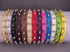 Tan Beige faux leather rivet spike stud headband stretch elastic spiked studded