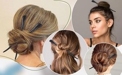 2PCS Ebony Sandalwood French Hair Chopsticks, Snake Shape Hairpins for Chignon