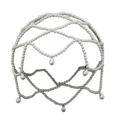 Women s Handmade Pearls Hat Elastic Pearls Headband Light weight Wedding Hat