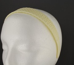 Cream basketweave plastic head band hair accessory grip teeth 1.25″ wide woven