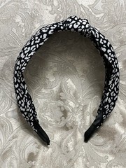 Black & White Print Top Knot Fabric Headband Bohemian Festival Hair Accessory