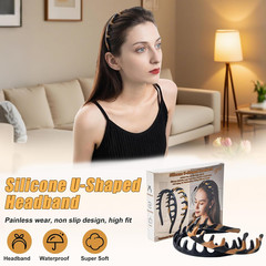 2 Pcs Silicone Headband for Women, Non-Slip Flexible Hairbands Comb Headband wit