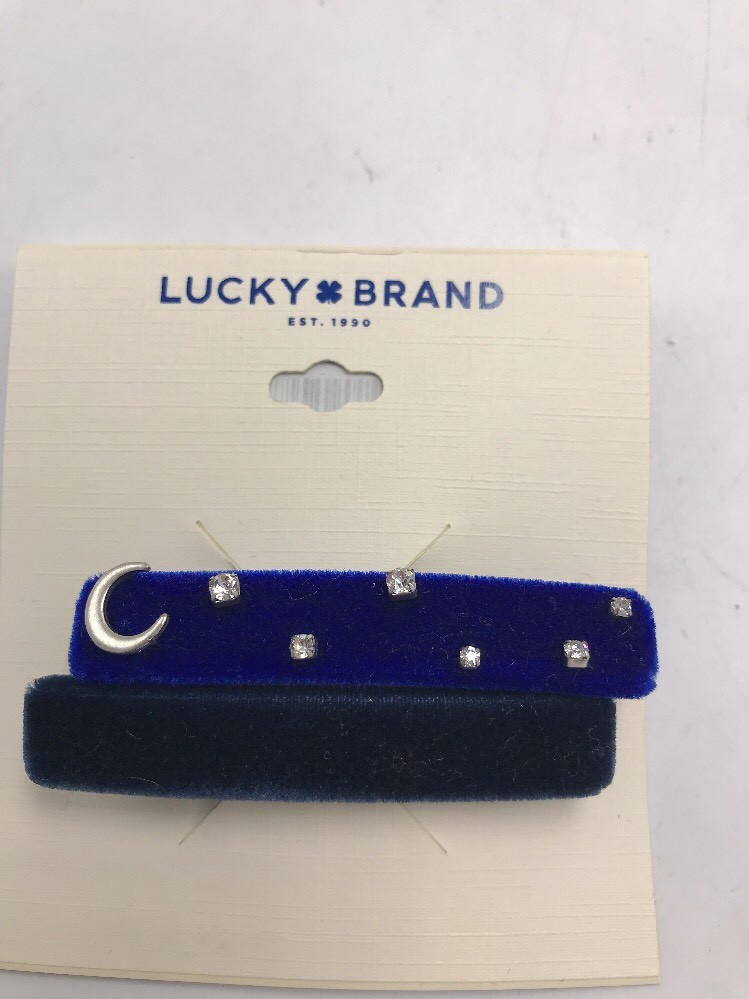 $29 LUCKY BRAND 2 PC VELVET SET BARRETTE BLUE TONES CELESTIAL 114
