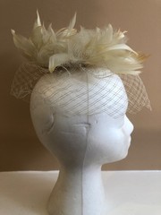 Vintage Mid Century Feather and Net Whimsey Headpiece-Union Made In The USA