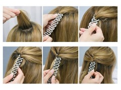 2pack Black Anti-Slip Plastic Comb Hair Clip Spiral Updo Styling Accessory