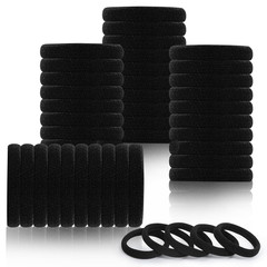 80Pcs Black Thick Hair Ties for Women, 2.36 in Large No Metal Ponytail Holders,