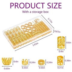 110 Pcs Gold Hair Jewelry for Braids and Dreadlocks – Metal Rings, Cuffs, Clips