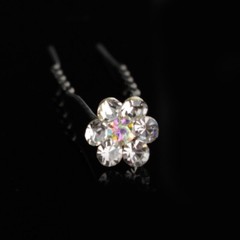 1 Silver Swarovski Rhinestone Element Flower Bridal Wedding Hair Pin