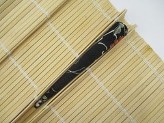 Black Minimalist Silk Kimono Long Hair Clip 130mm (5 1/8 inch) For Gray Hair