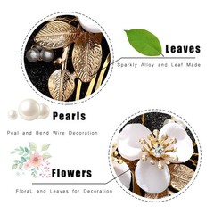 Flower Bride Wedding Hair Piece Gold Leaf Comb Pearl Bridal Accessory HC132