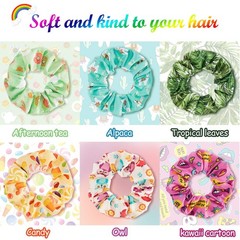 16 Pieces Cute Hair Scrunchies Kawaii Colorful Cute Unicorn Rainbow Mermaid D…