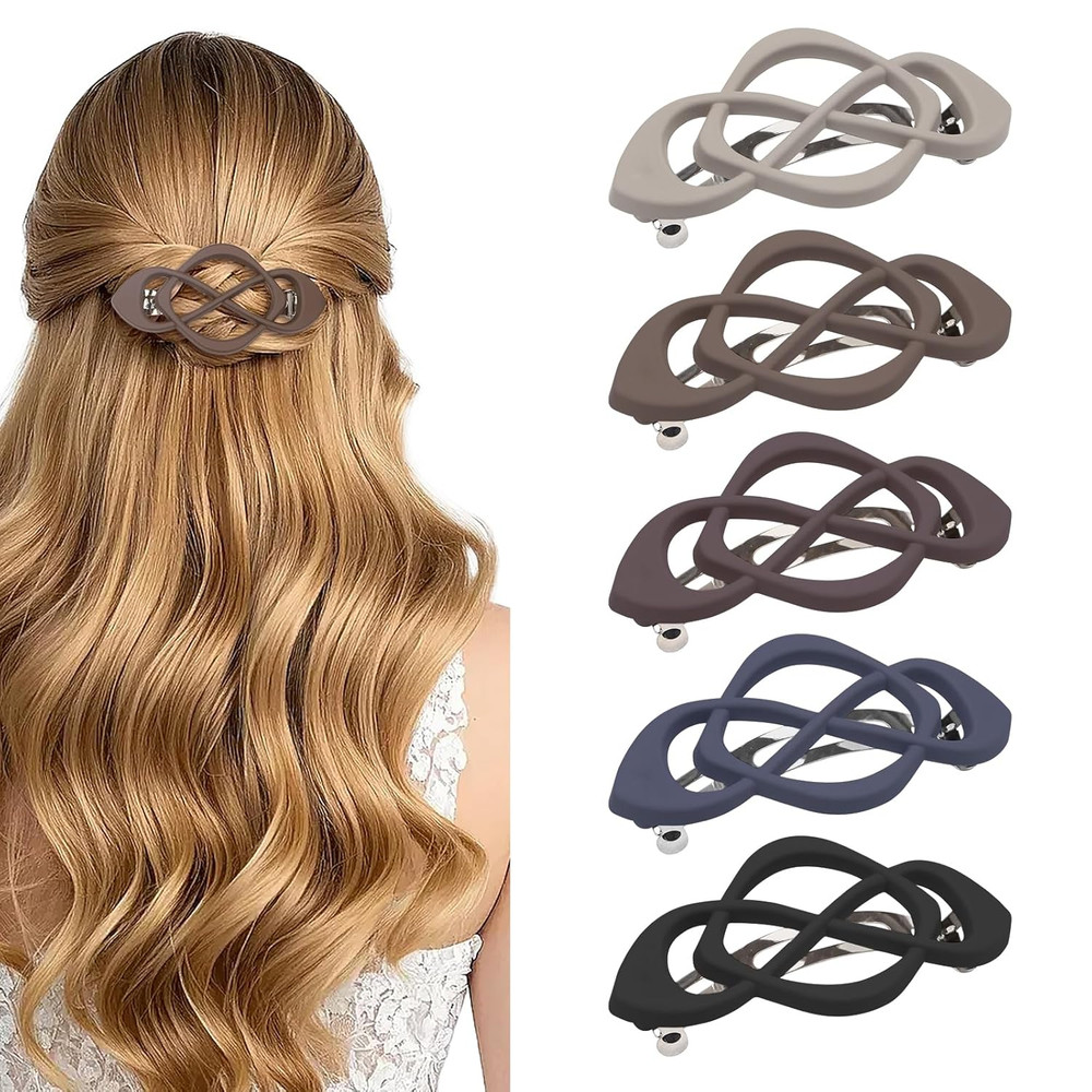 5 Pack Hollow Spring Hair Clips for Women & Girls, Vintage Barrette Set with Str